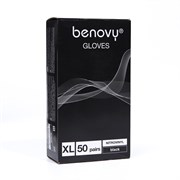 Перчатки Benovy Nitrovinyl нитровиниловые, гладкие, черные, размер XL, 50 пар в упаковке 7523229