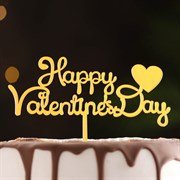 Топпер "Happy Valentine's Day", с сердцем, золото, Дарим Красиво 7003920