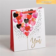 Пакет подарочный ламинированный вертикальный «I love you» с тиснением, ML 23 x 27 × 8 см 4479155