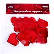 Сердечки декоративные, набор 15 шт., размер 1 шт: 3,5 × 3 см, цвет красный с отливом 7532279