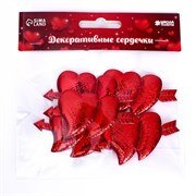 Сердечки декоративные «Голография», набор 5 шт., размер 1 шт: 6,5 × 3,3 см, цвет красный 7532280